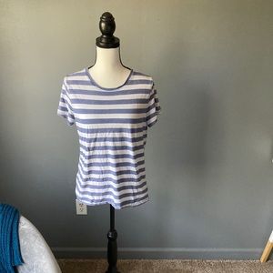 Blue and white striped tee